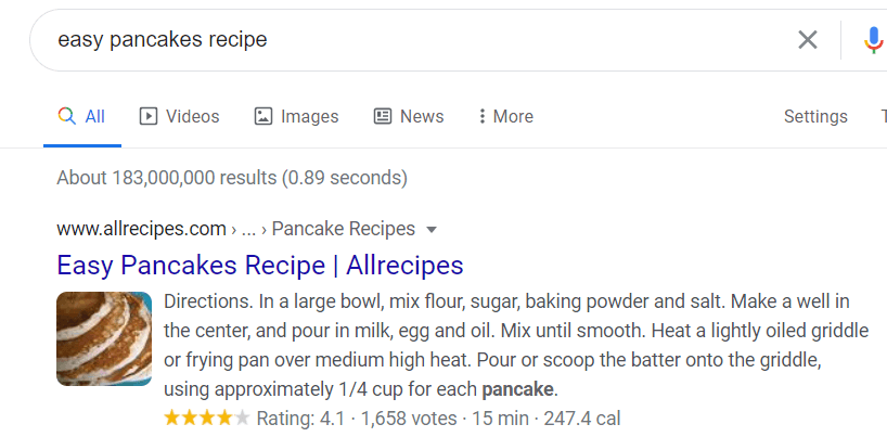 example on ranking 2021 featured snippets 