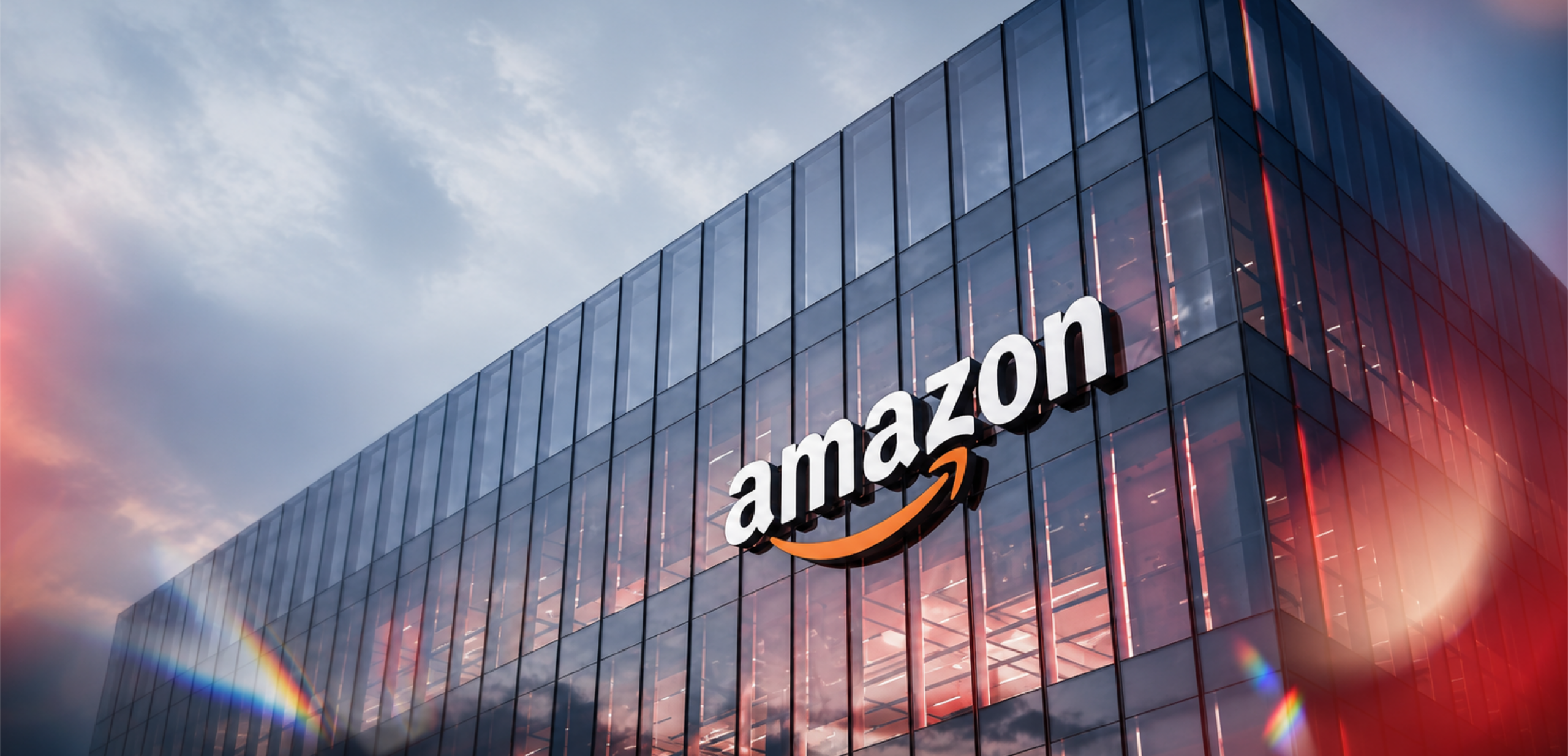 Amazon office building exterior with Amazon signage